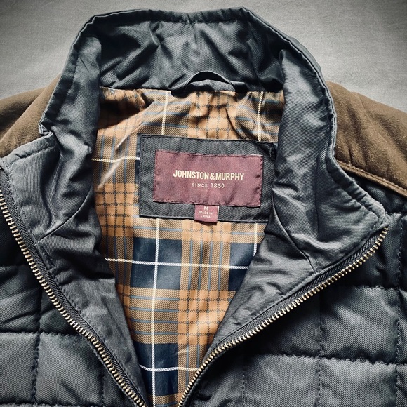 Johnston & Murphy Navy Vest w Brown Suede Trim - Picture 6 of 7